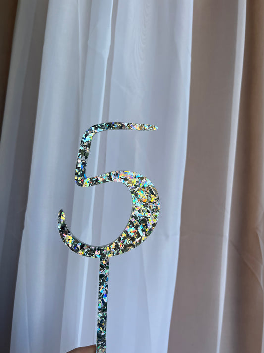 Chunky glitter number topper